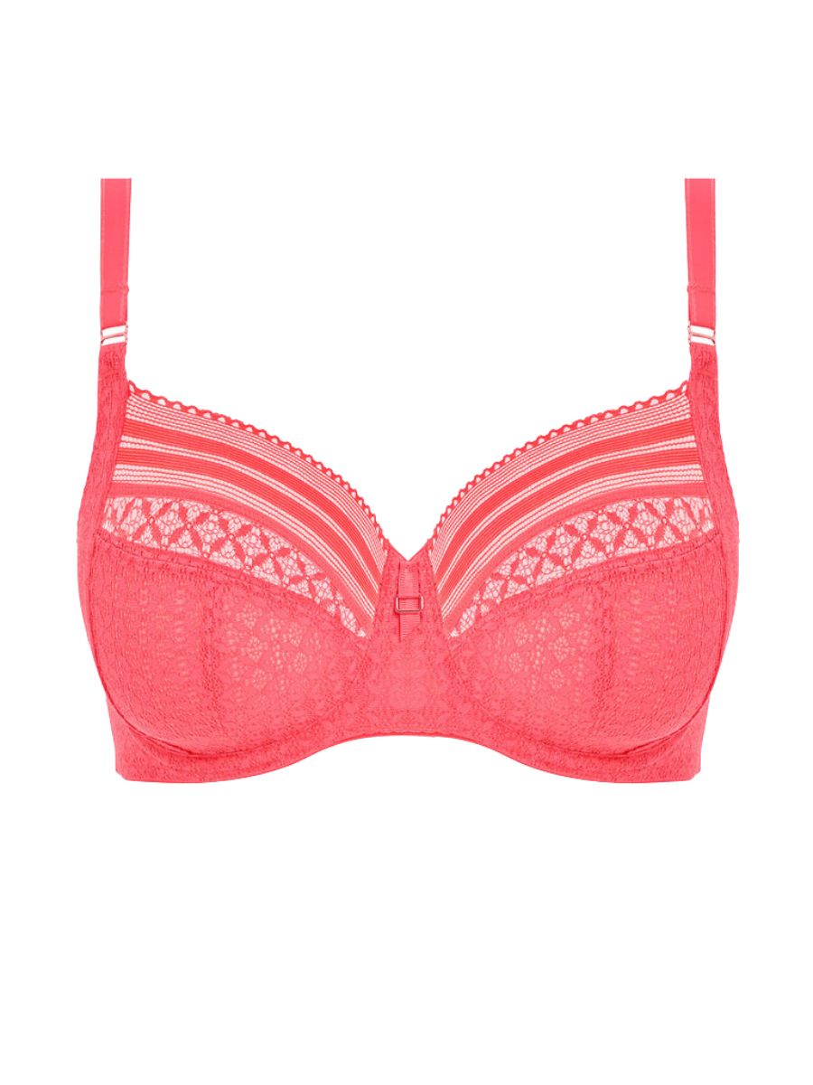freya viva lace side support bra sunkissed coral