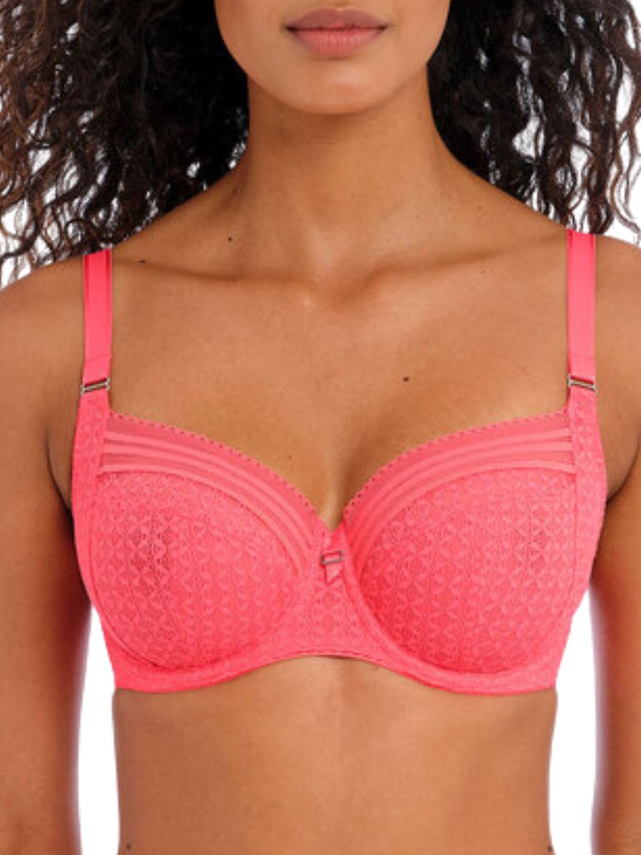 freya viva lace side support bra sunkissed coral