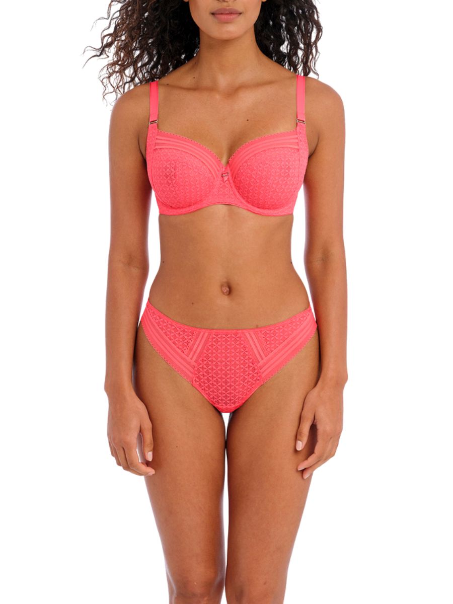 freya viva lace side support bra sunkissed coral
