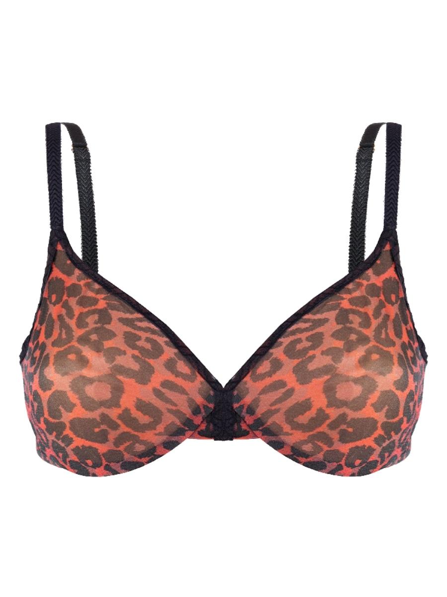 Glossies Leopard Sheer Plunge Bra