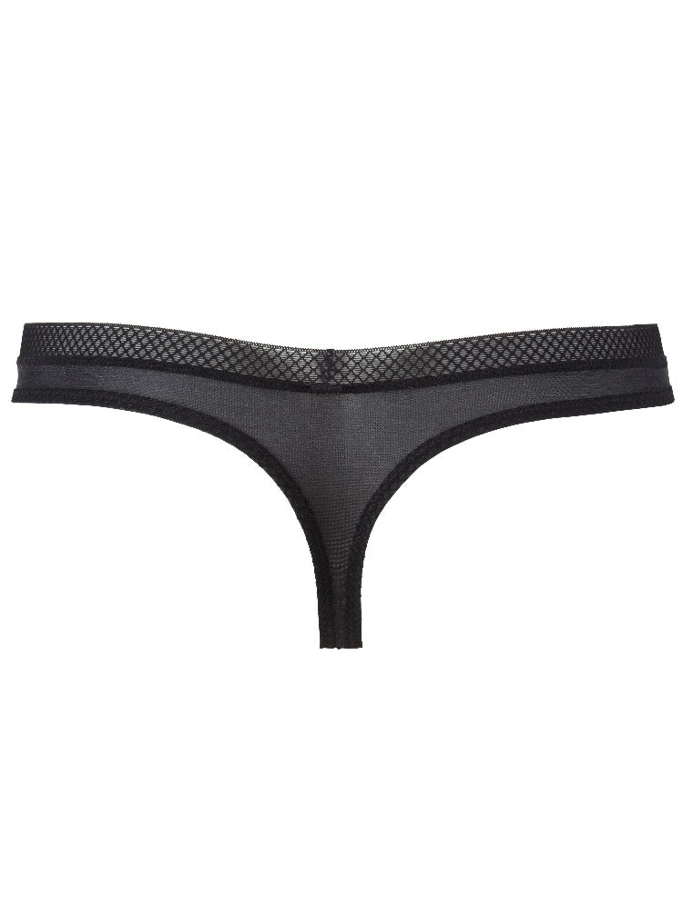 Black Mid Rise Thong