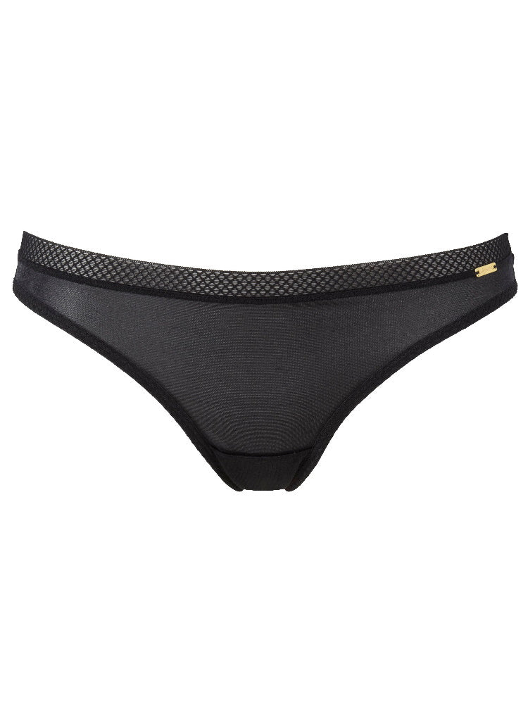 Black Mid Rise Thong