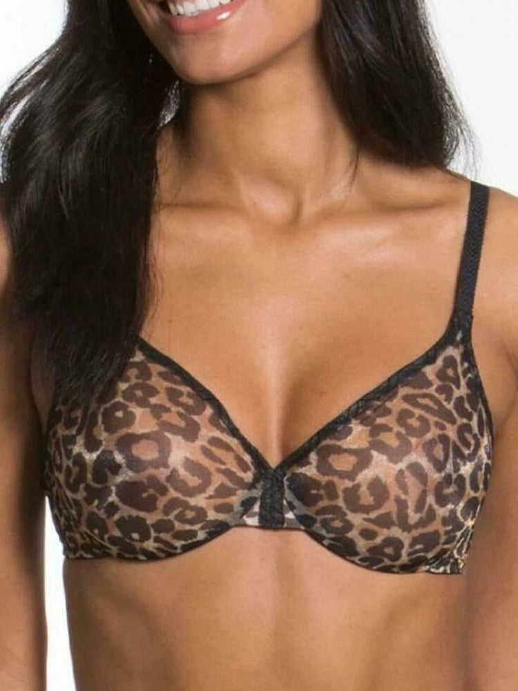 Animal Print Sheer Plunge Bra