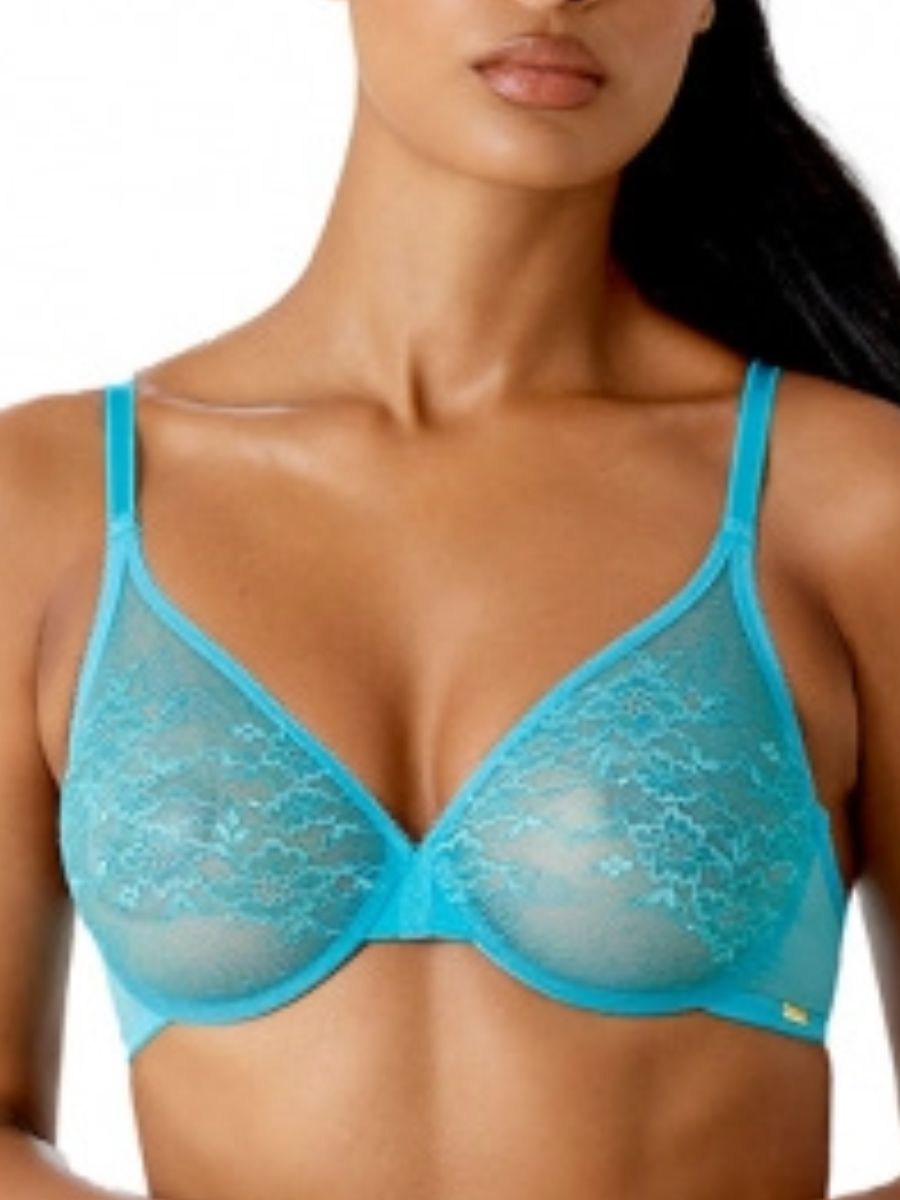 Gossard Glossies Lace Sheer Moulded Bra - Turquoise Sea