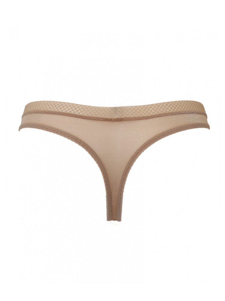 Beige Mid Rise Thong