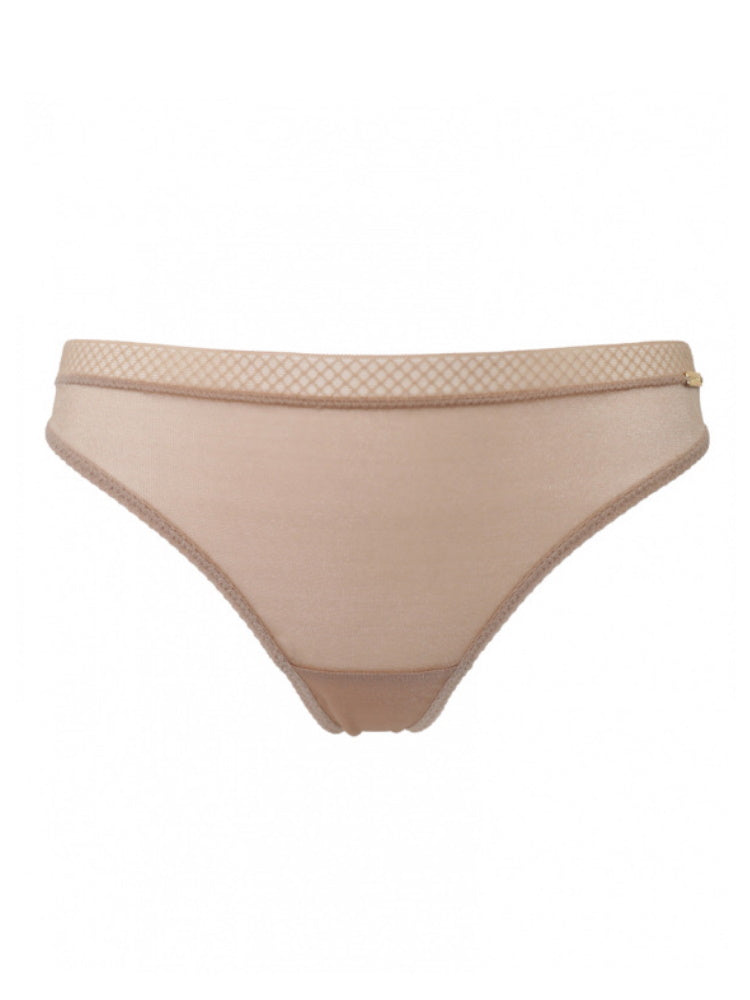 Beige Mid Rise Thong