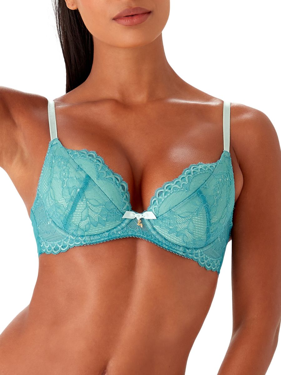 gossard superboost lace padded plunge bra ocean blue