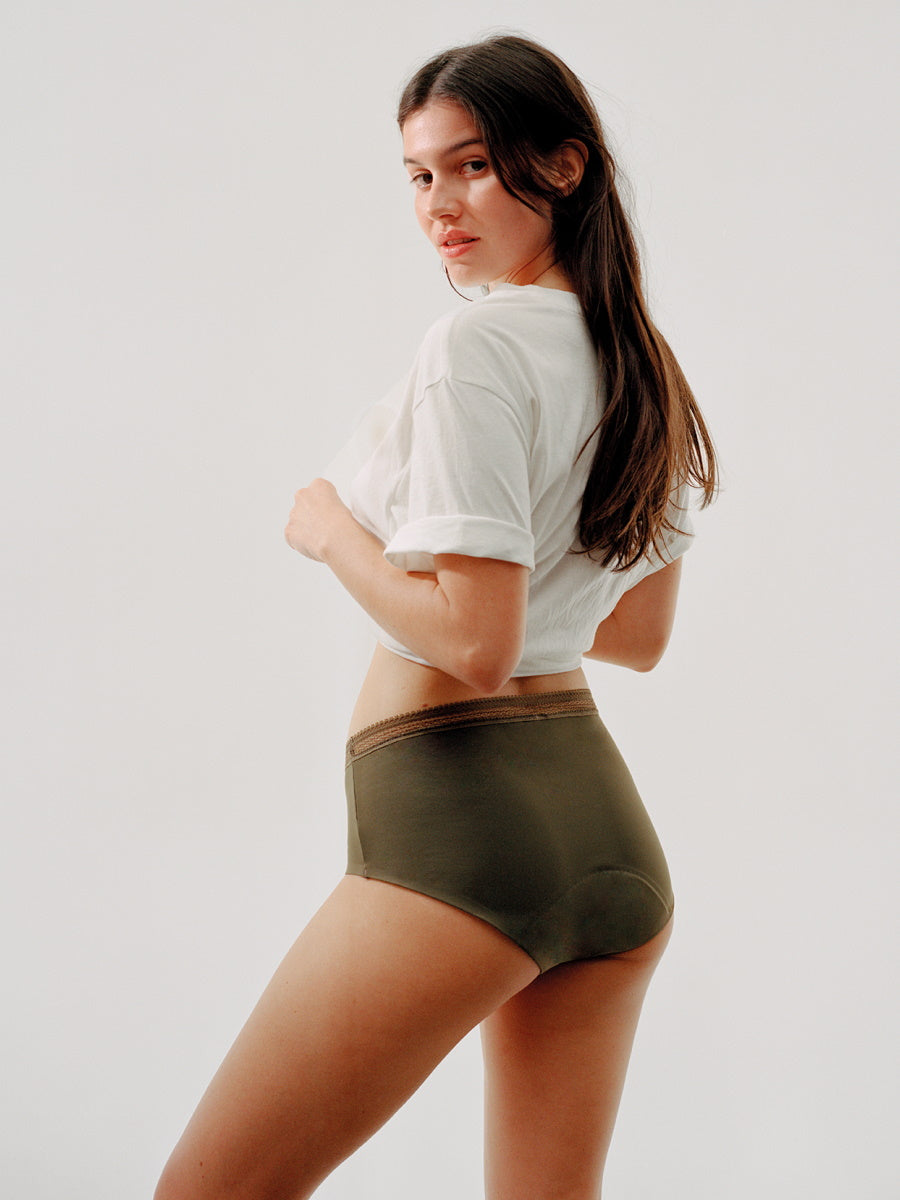 Green Period Pants Mid Rise Hipster