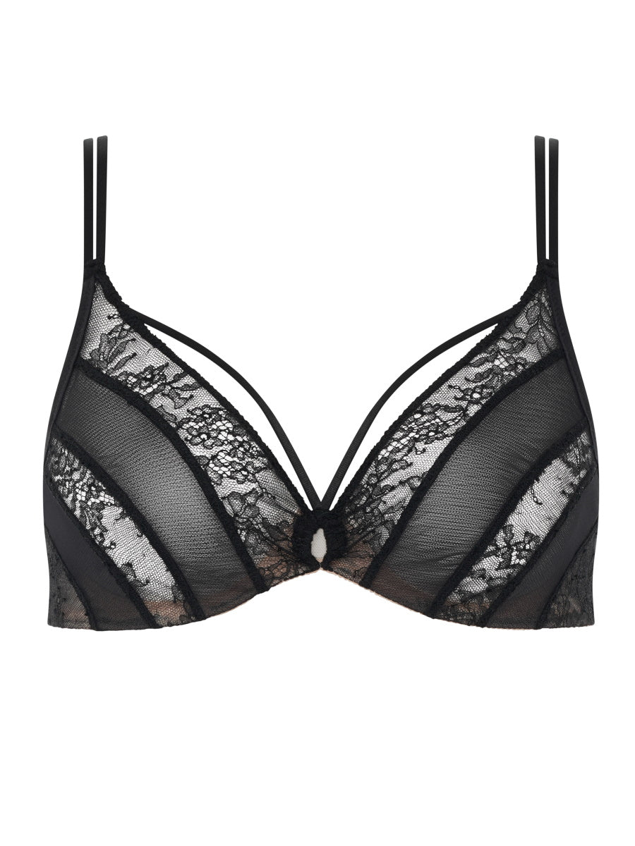 black plunge bra
