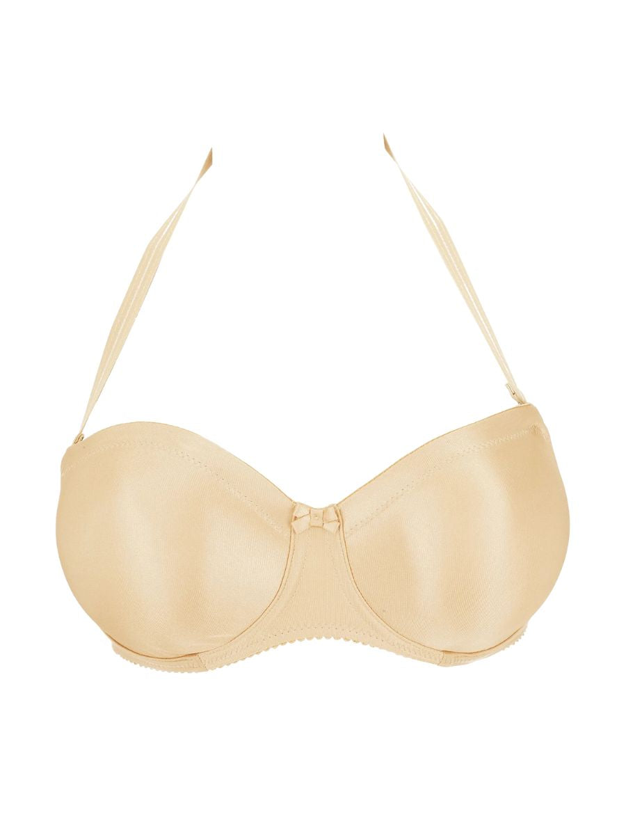 primadonna satin non padded strapless bra cognac