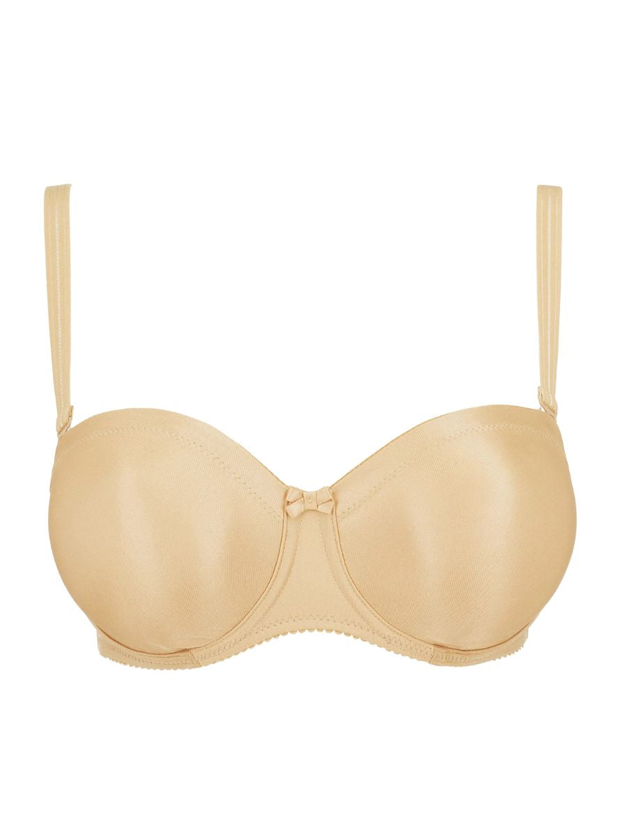 primadonna satin non padded strapless bra cognac