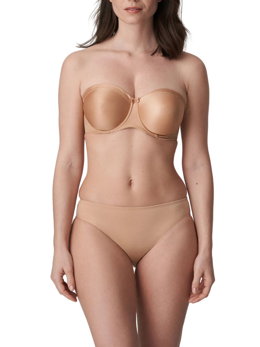 primadonna satin non padded strapless bra cognac