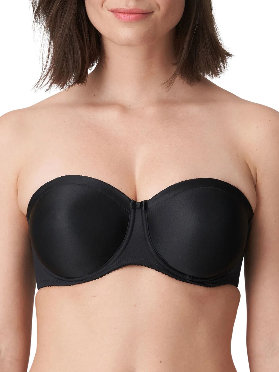 primadonna satin non padded strapless bra black
