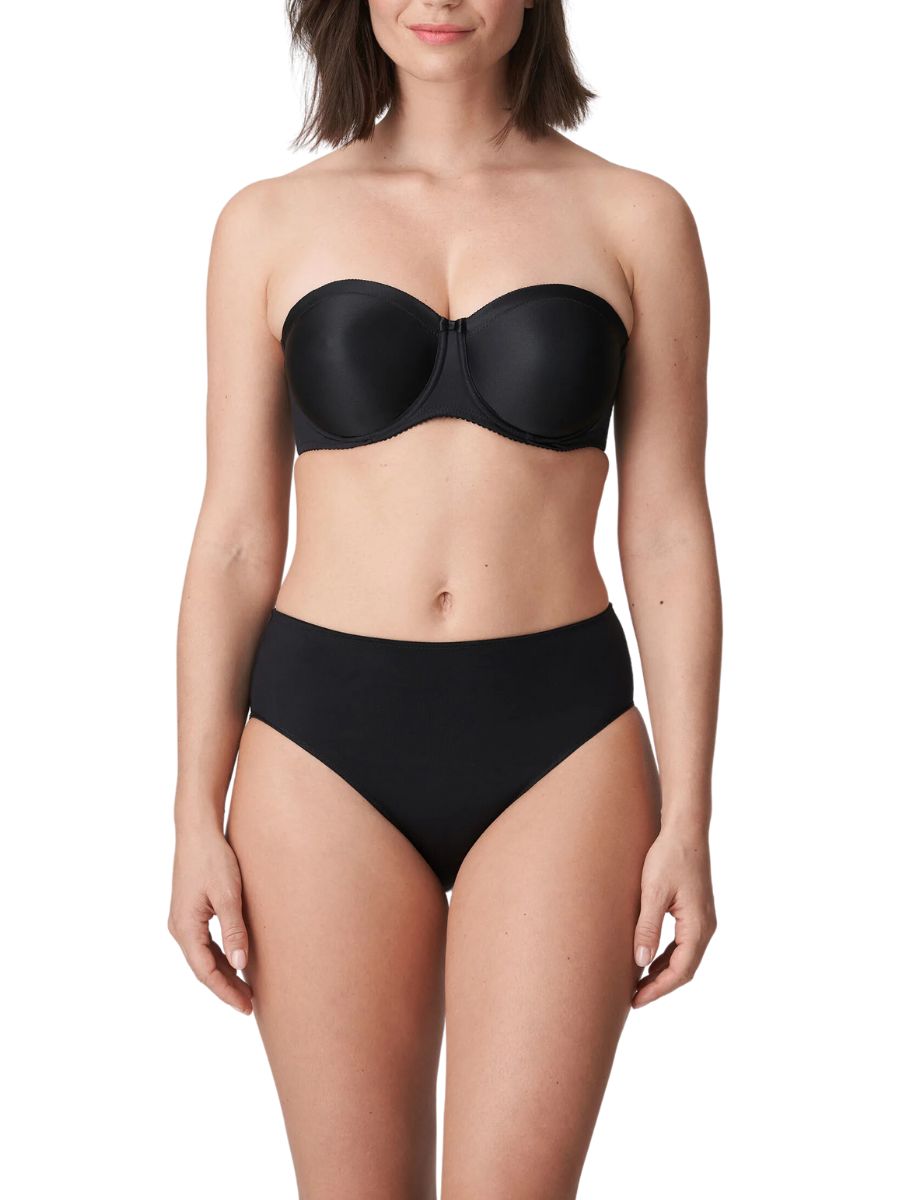 primadonna satin non padded strapless bra black