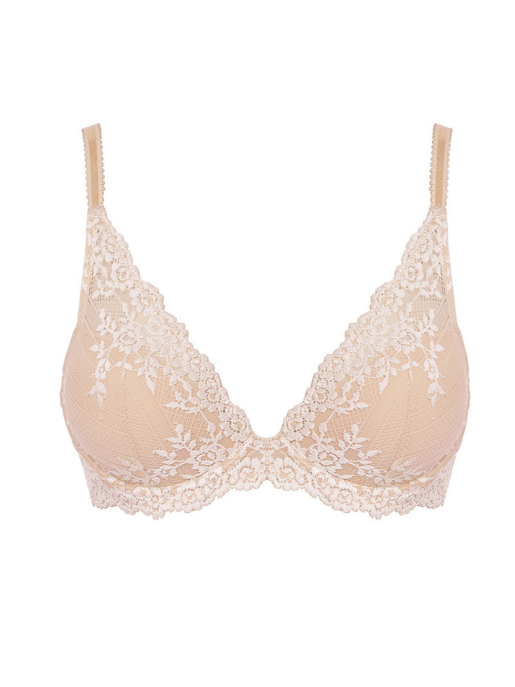 Beige Underwired Plunge Bra
