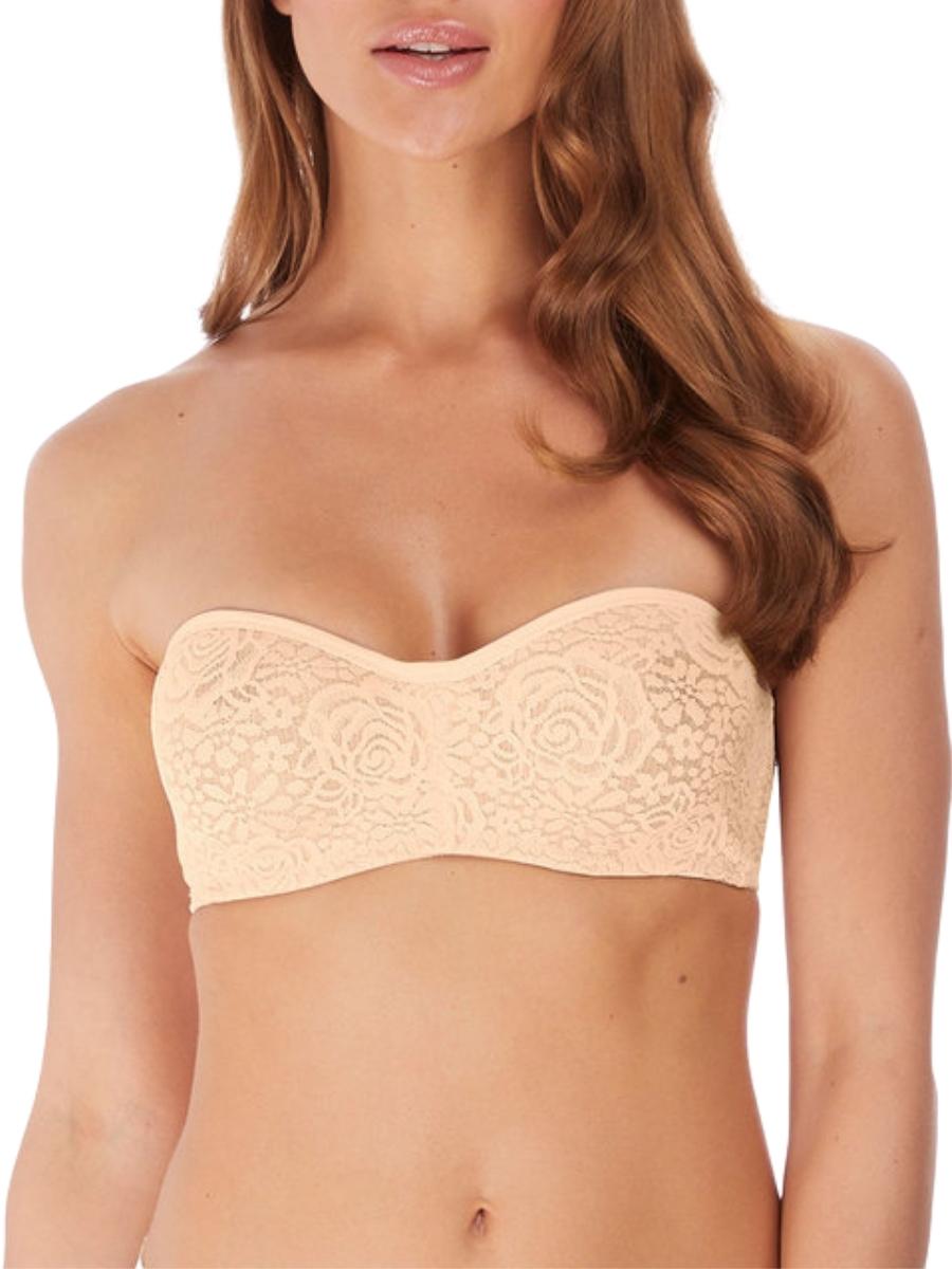 wacoal halo lace strapless bra nude