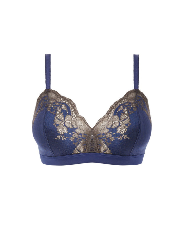 Lace Affair Bralette - Blue Print/Chocolate Brown