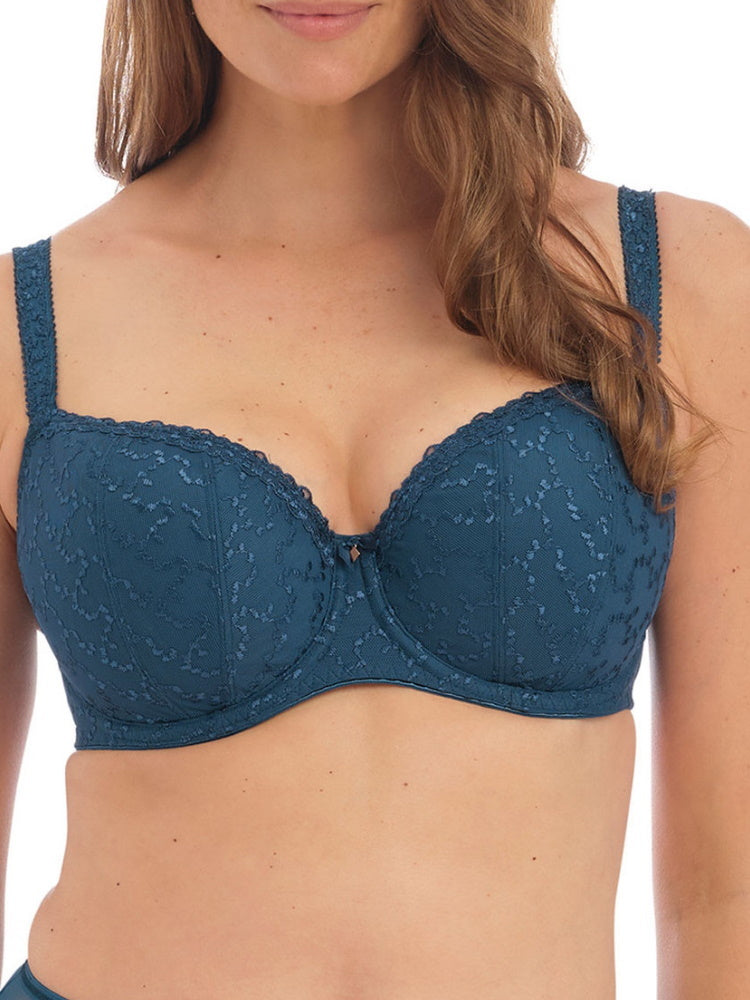 Blue Underwired Half Cup Bra