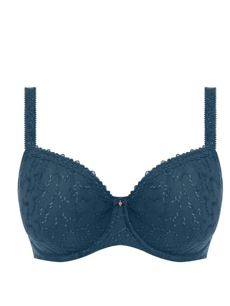 Blue Underwired Half Cup Bra