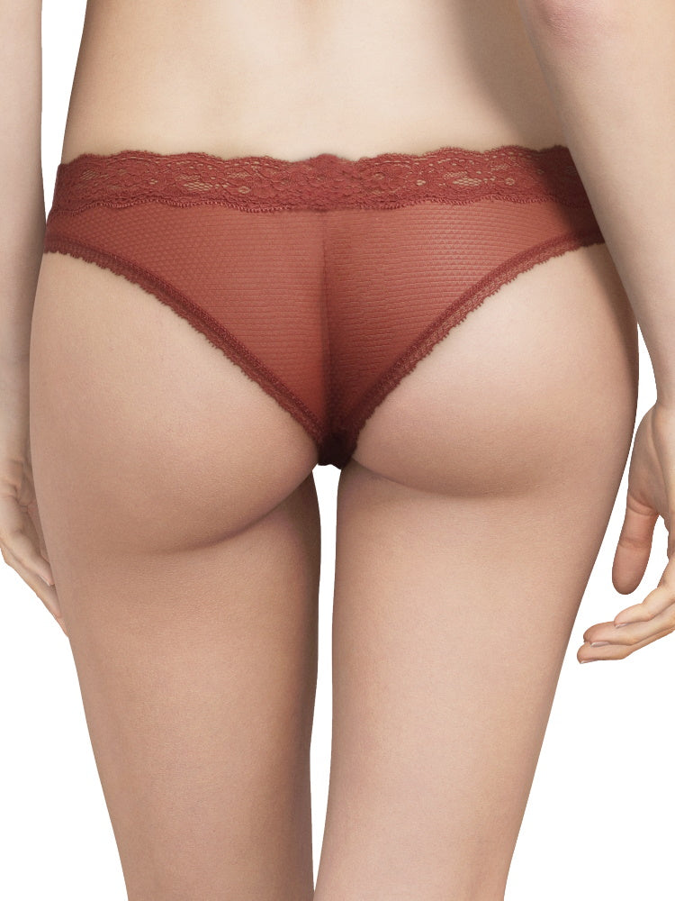 Red Mid Rise Tanga Briefs