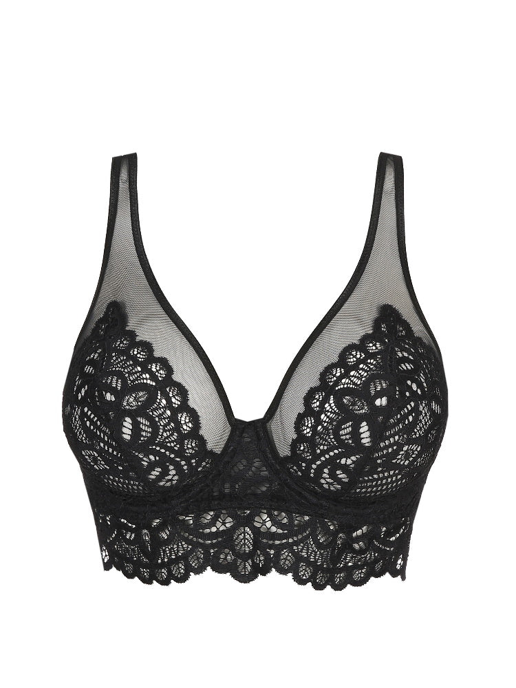 Black Longline Plunge Bra