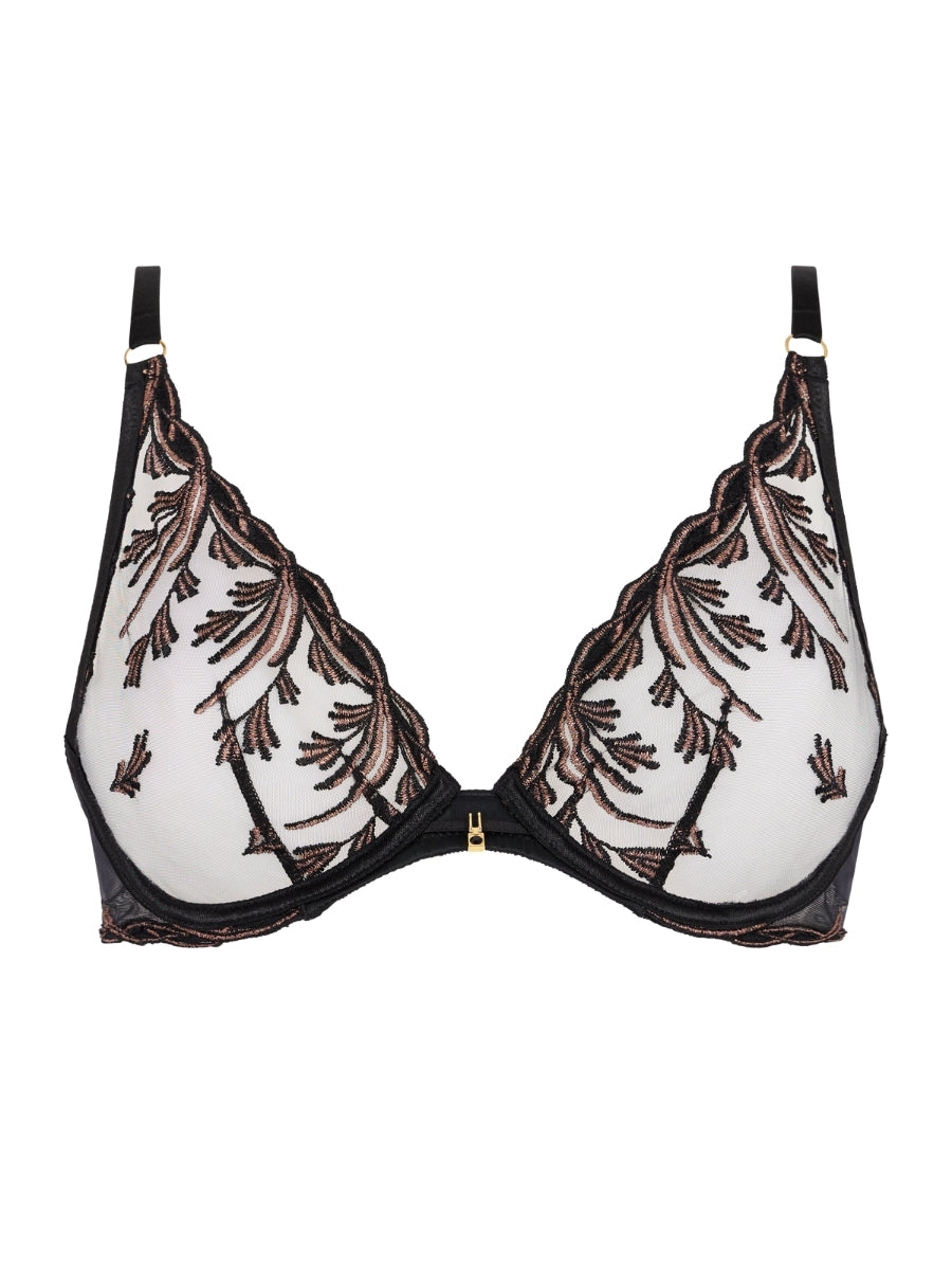 Cosmic Romance Triangle Plunge Bra - Black Star