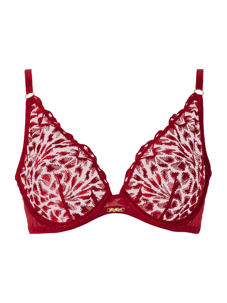 Crazy In Love Triangle Plunge Bra - Red Delight