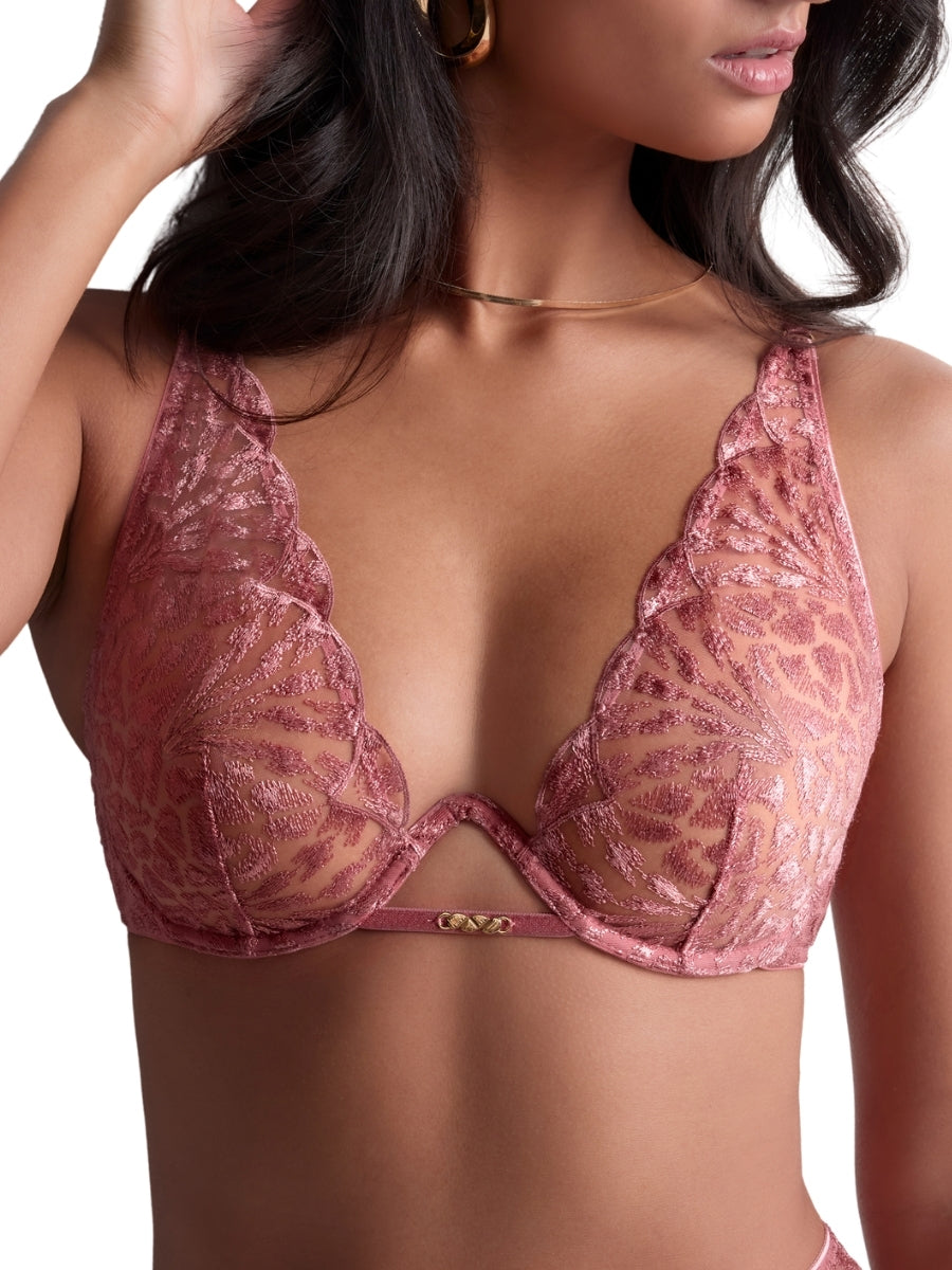 Crazy In Love Single Wire Plunge Bra - Warm Pink