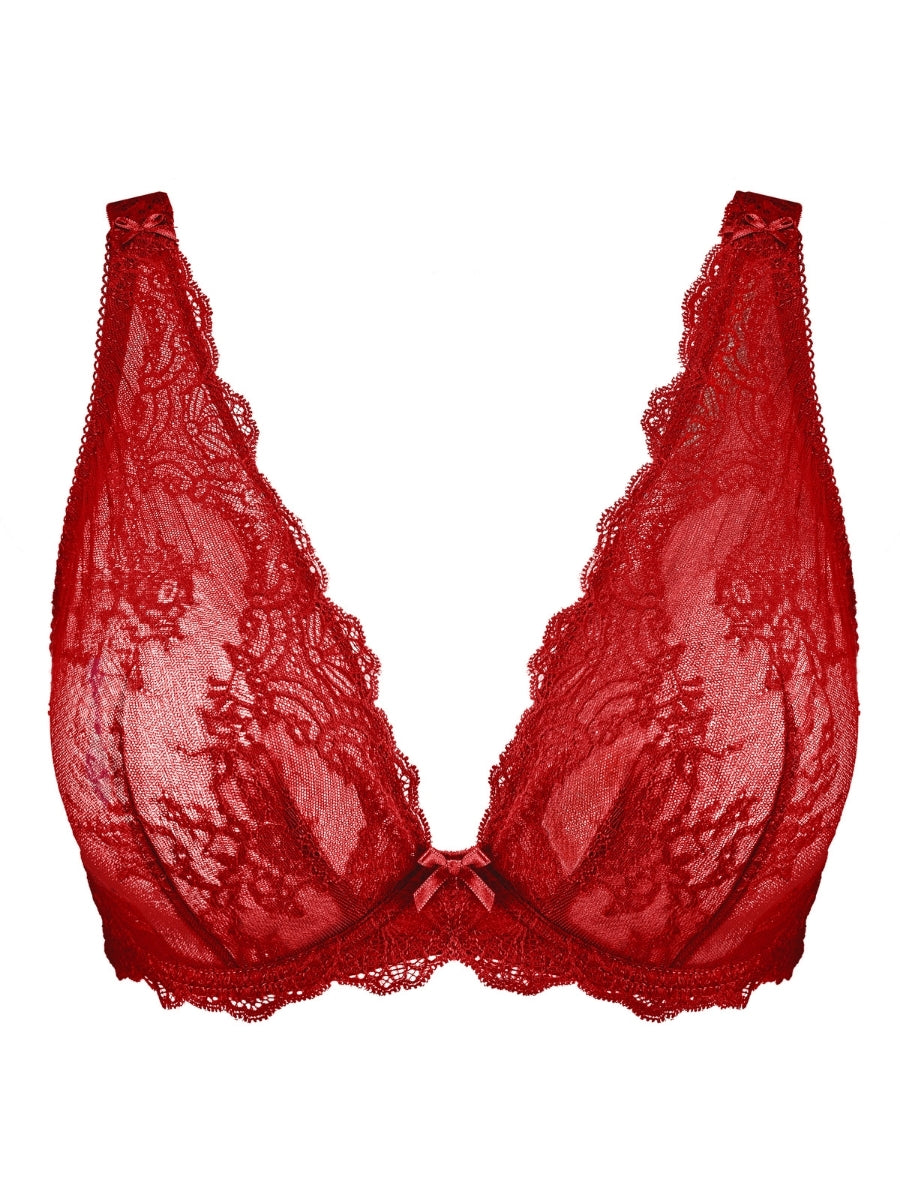 Danse Des Sens Comfort Triangle Plunge Bra - Irresistible Red