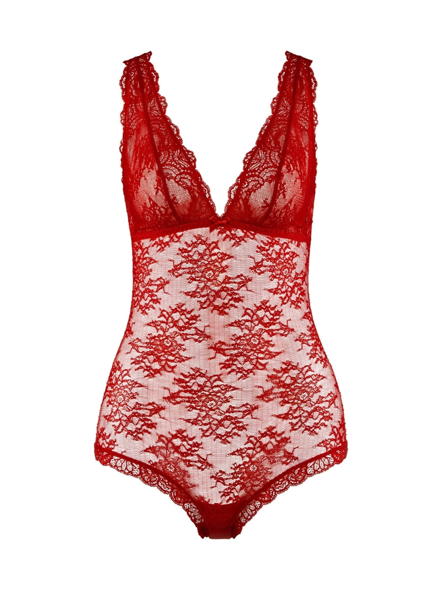 Danse Des Sens Plunge Bodysuit - Irresistible Red