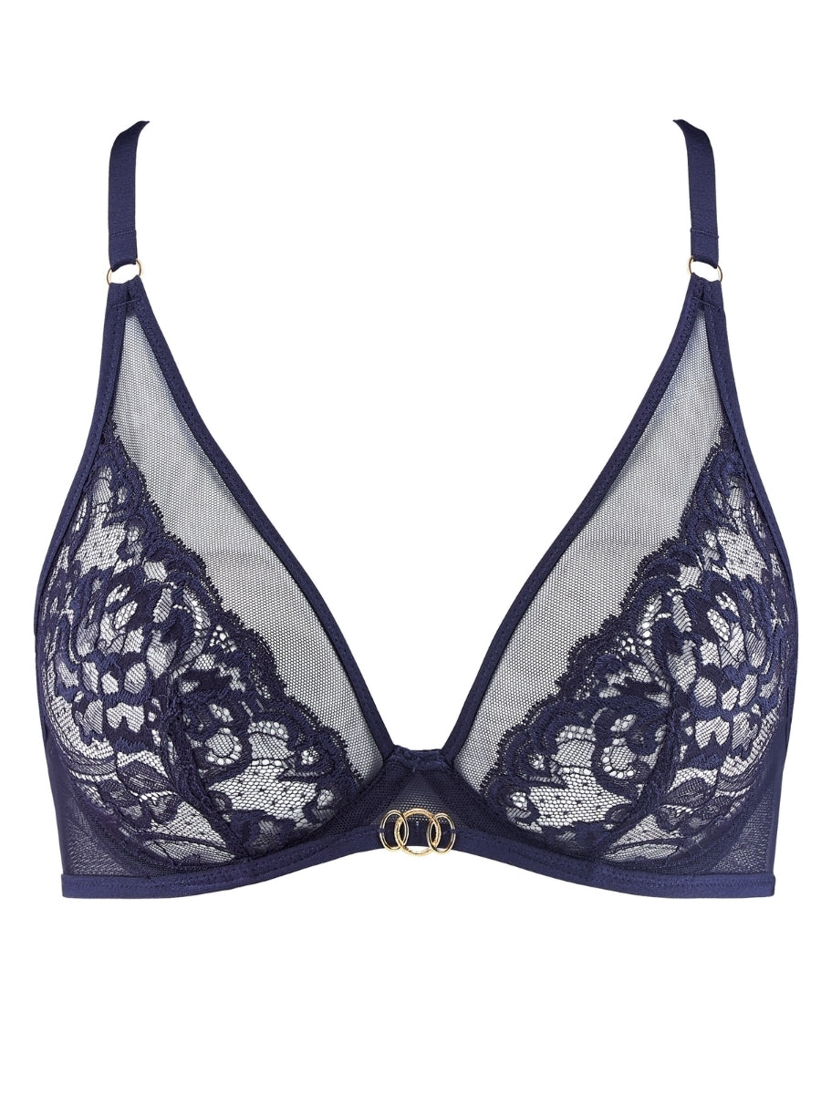 Feeling Myself Triangle Plunge Bra - Astral Blue