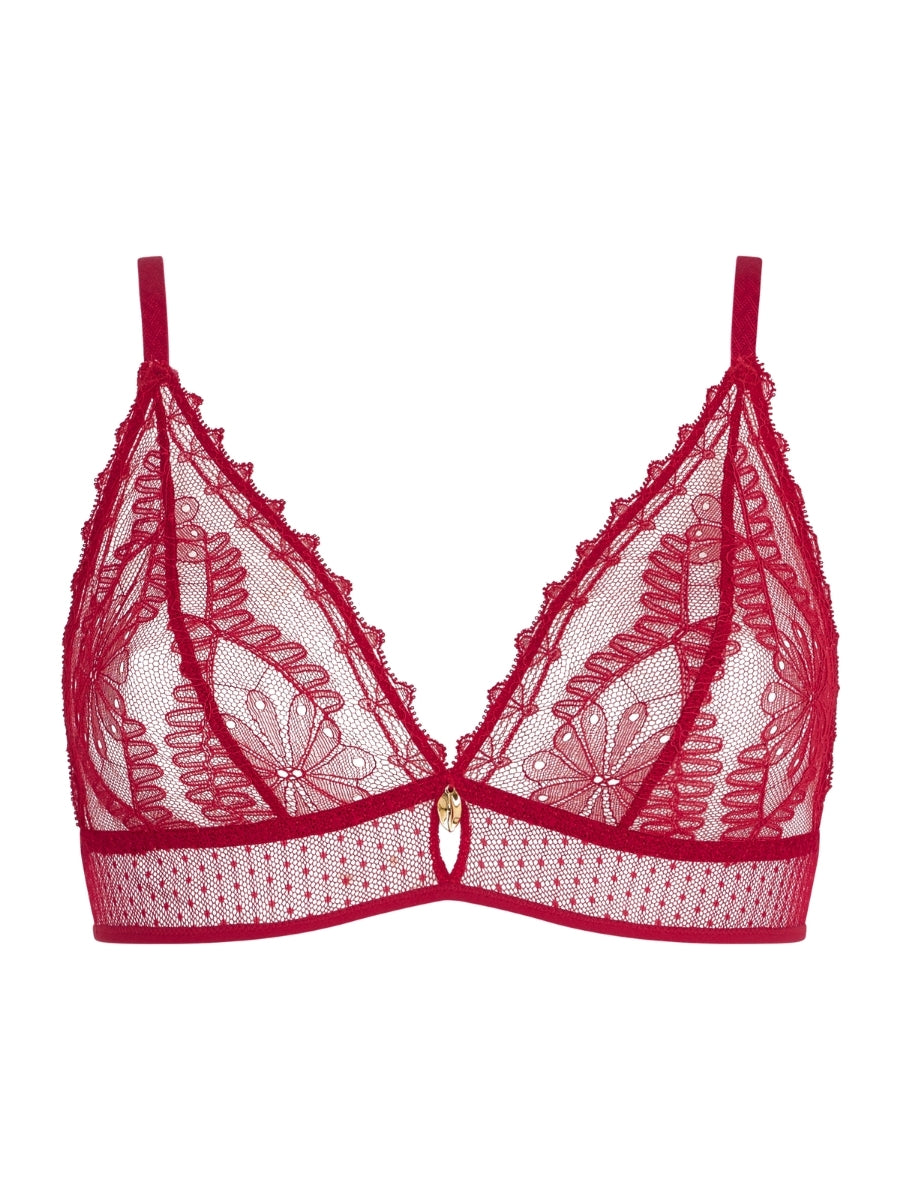 Mystery Of Love Triangle Bralette - Cherry