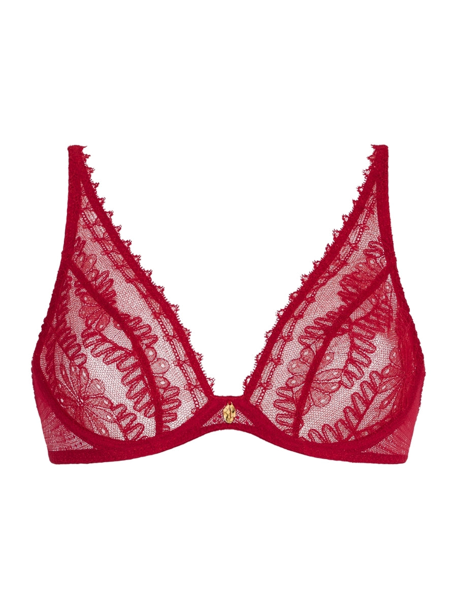 Mystery Of Love Ultra Low Triangle Plunge Bra - Cherry