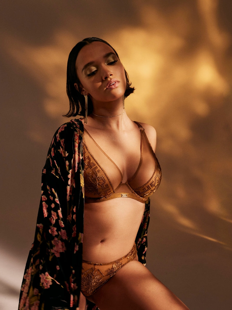 Rules of Attraction Triangle Plunge Bra - Golden Shadow