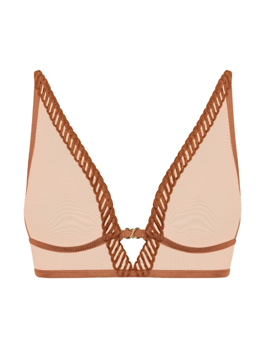 Sheer Emotion Triangle Bralette - Honey