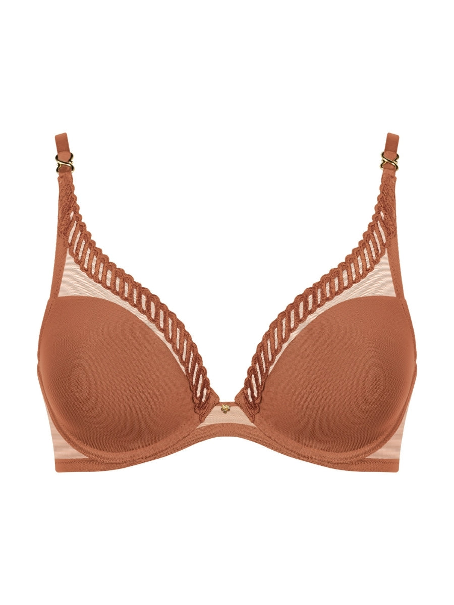 Sheer Emotion Triangle Plunge Bra - Honey