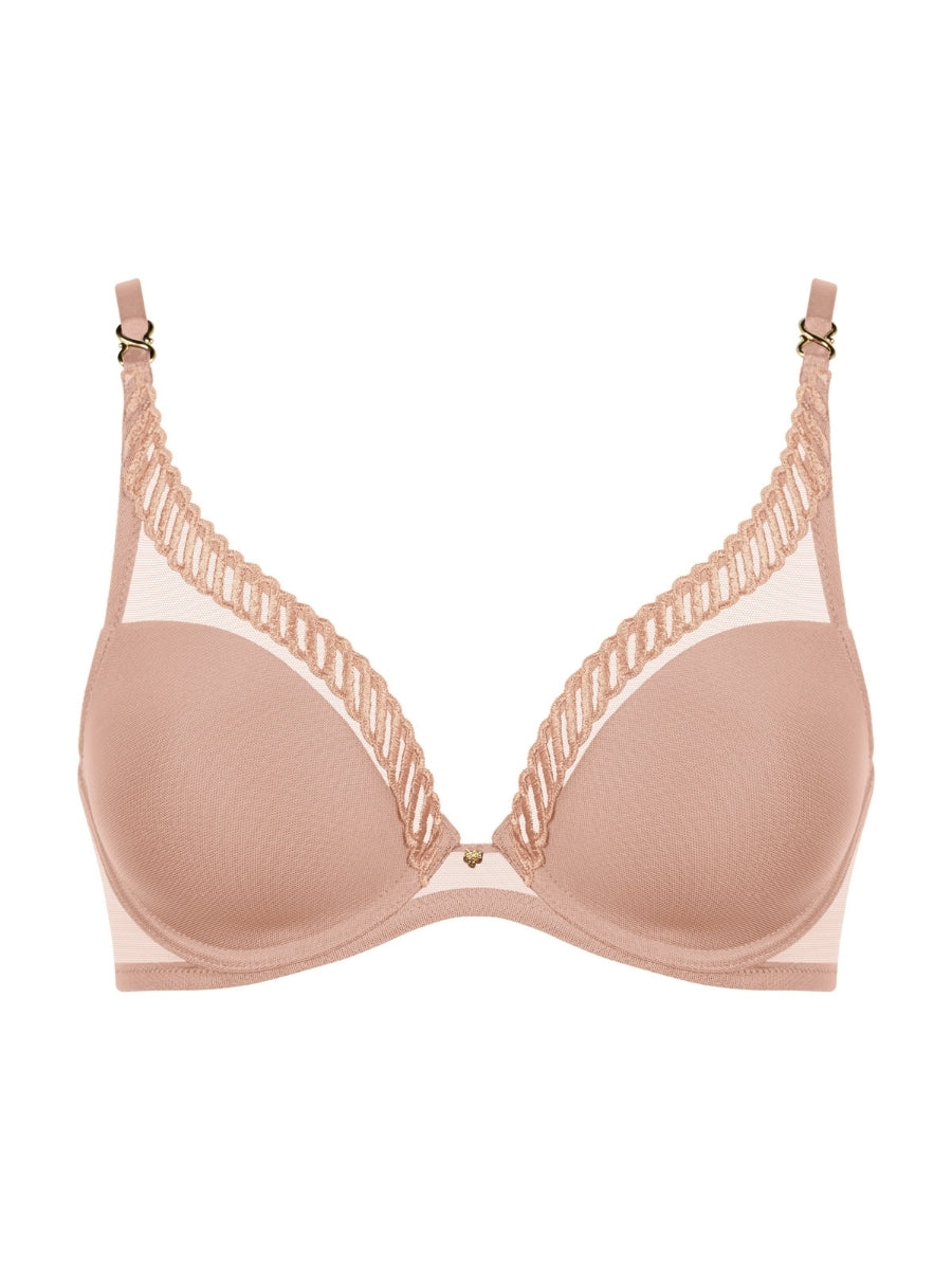 Sheer Emotion Triangle Plunge Bra - Sand