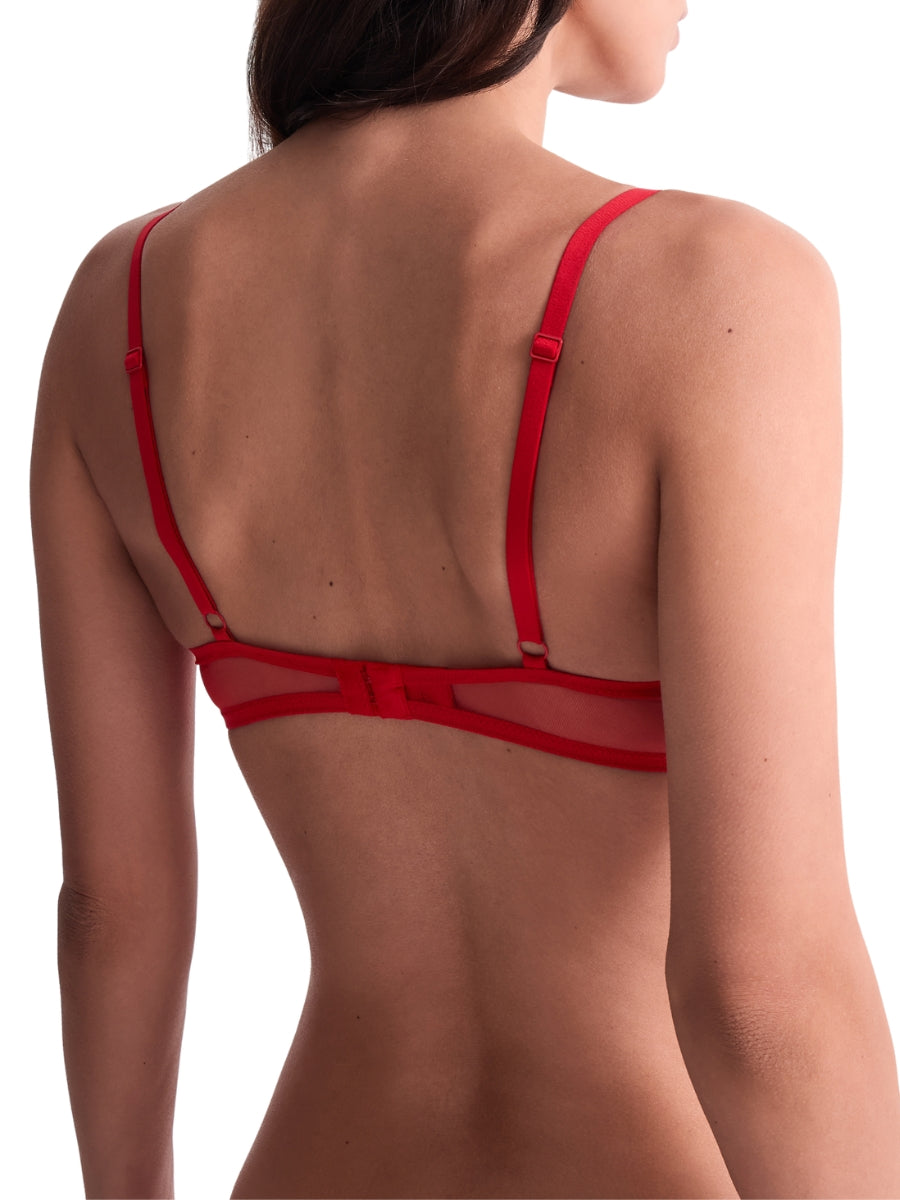 Sheer Emotion Half Cup Bra - Diva Red