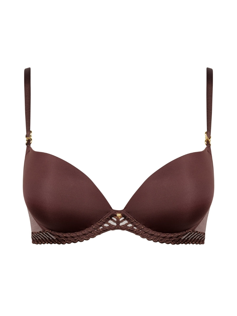 Sheer Emotion Moulded Push-Up Bra - Sepia