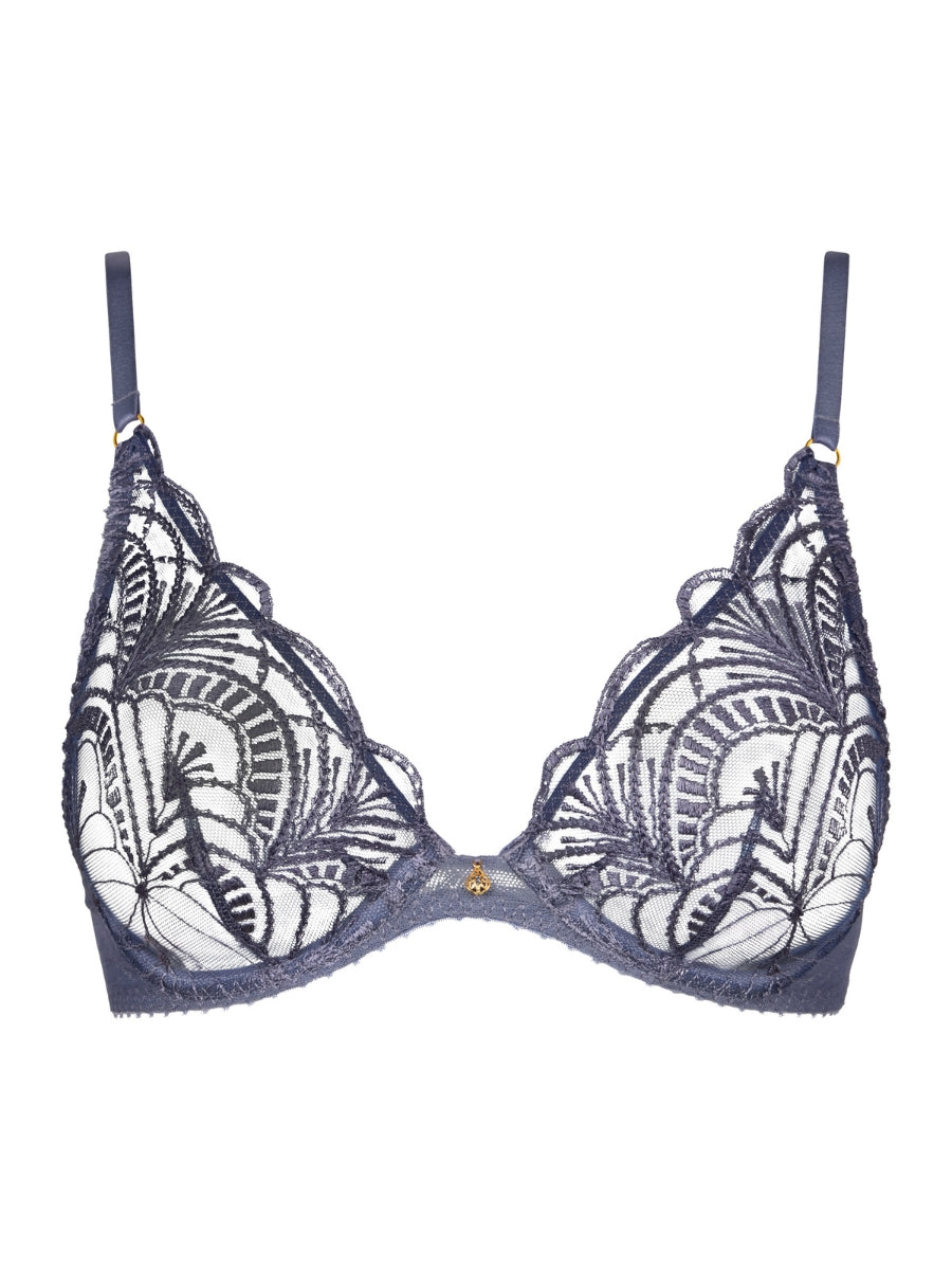Vibes Triangle Plunge Bra - Denim