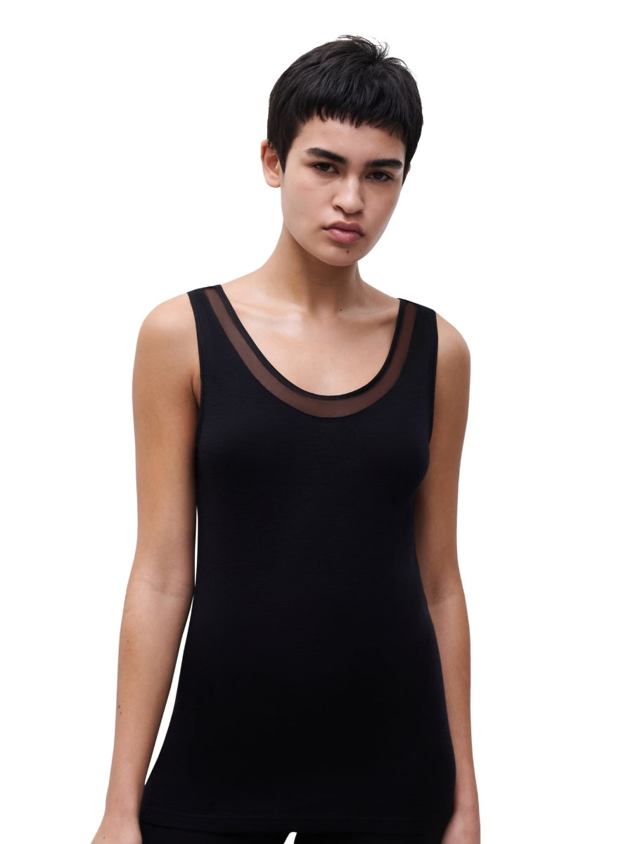 Juliana Thermal Tank Top - Black