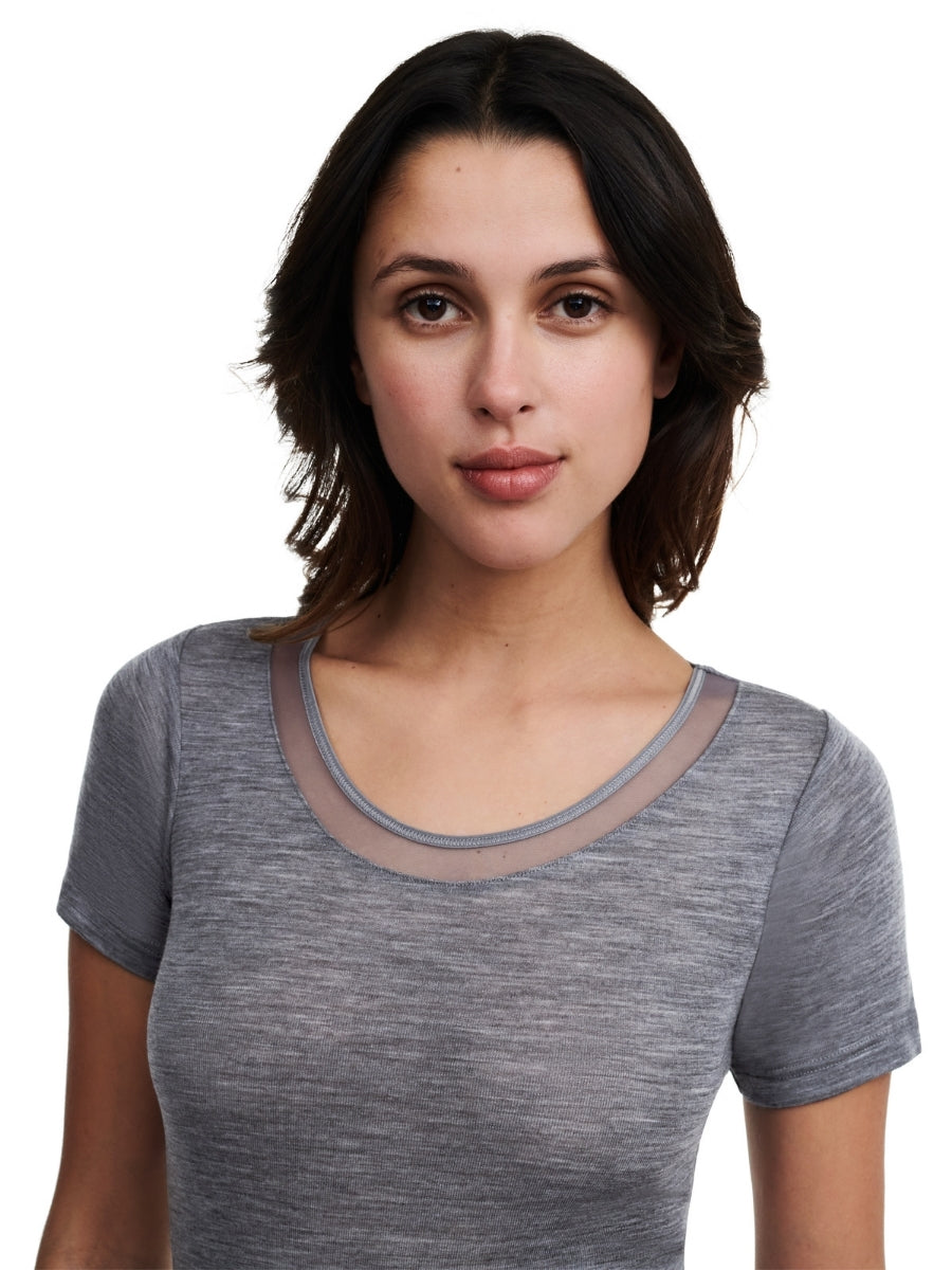 Juliana Thermal Short Sleeved T-Shirt - Heather Grey