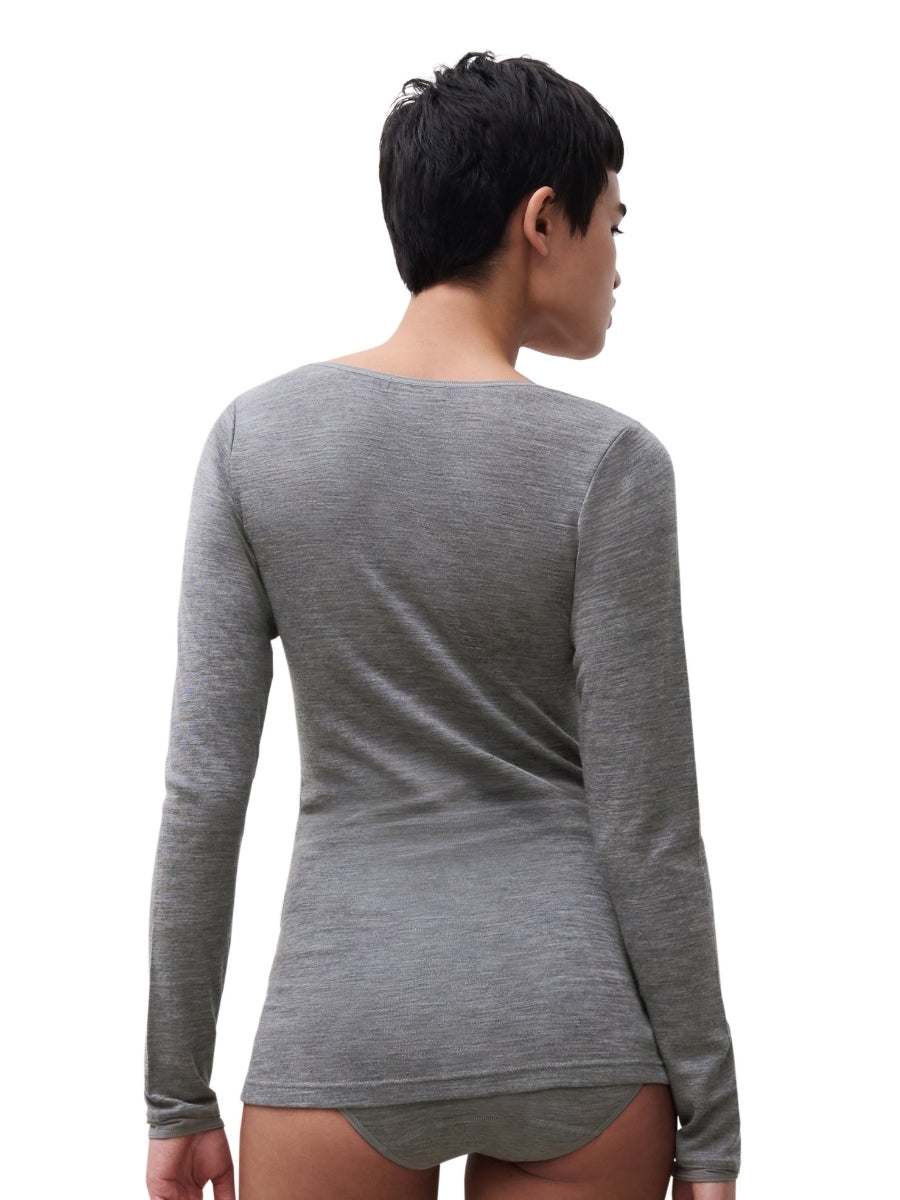 Juliana Thermal Long Sleeved T-Shirt - Heather Grey