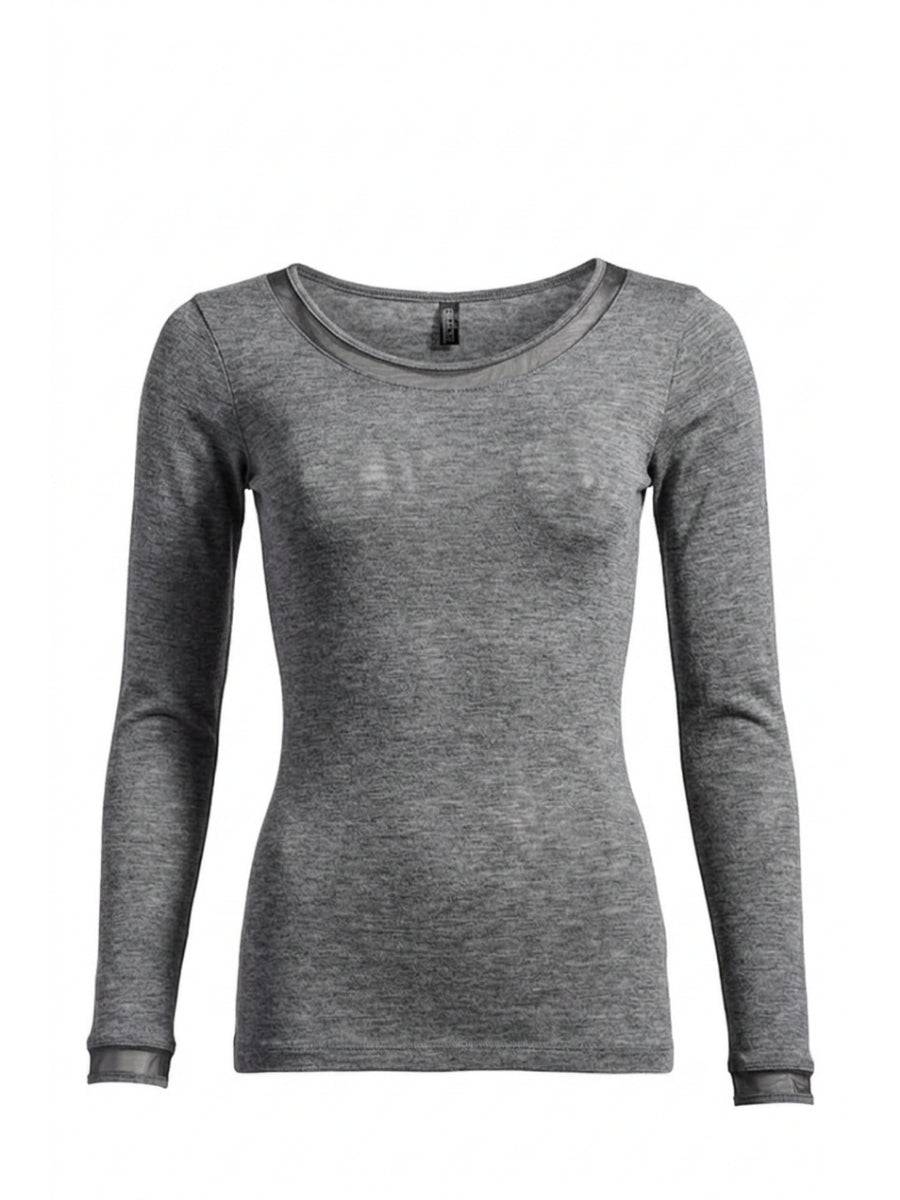 Juliana Thermal Long Sleeved T-Shirt - Heather Grey