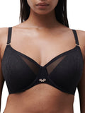 Pure Lace Covering Moulded Bra - Black