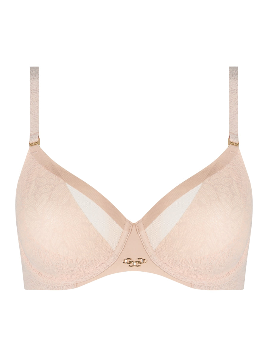 Pure Lace Covering Moulded Bra - Golden Beige