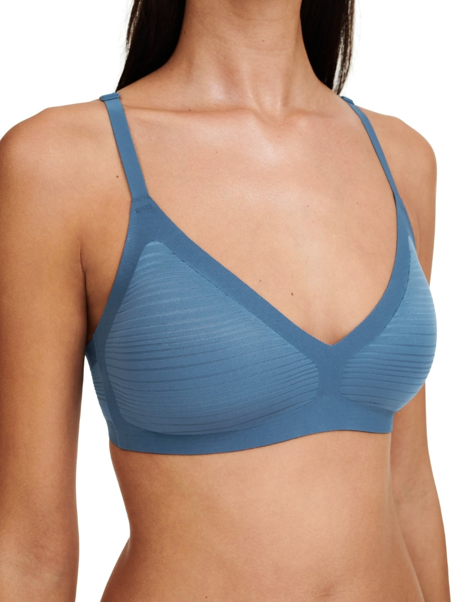 SoftStretch Stripes Padded Bralette - Jeans Blue