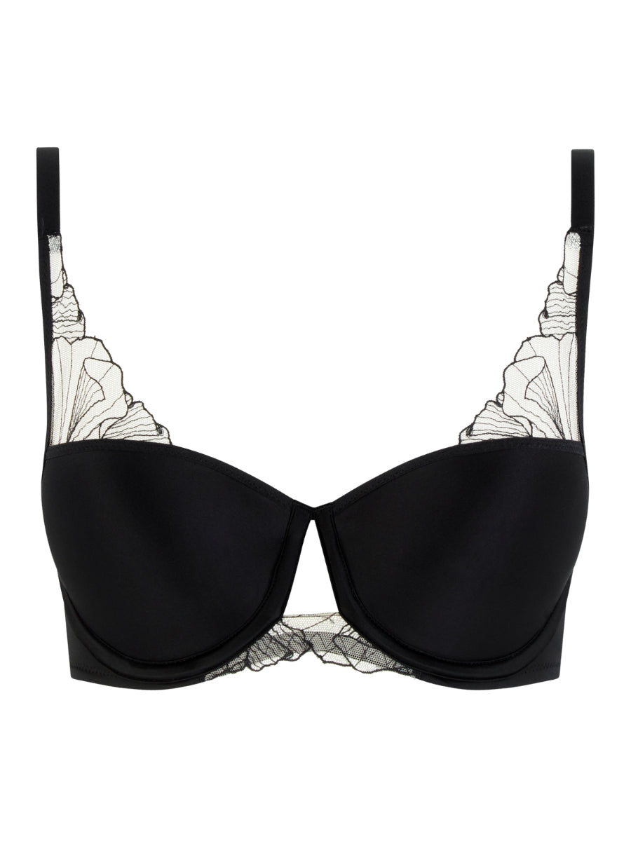 Tattoo Love Half Cup Memory Foam T-Shirt Bra - Black/Golden Beige