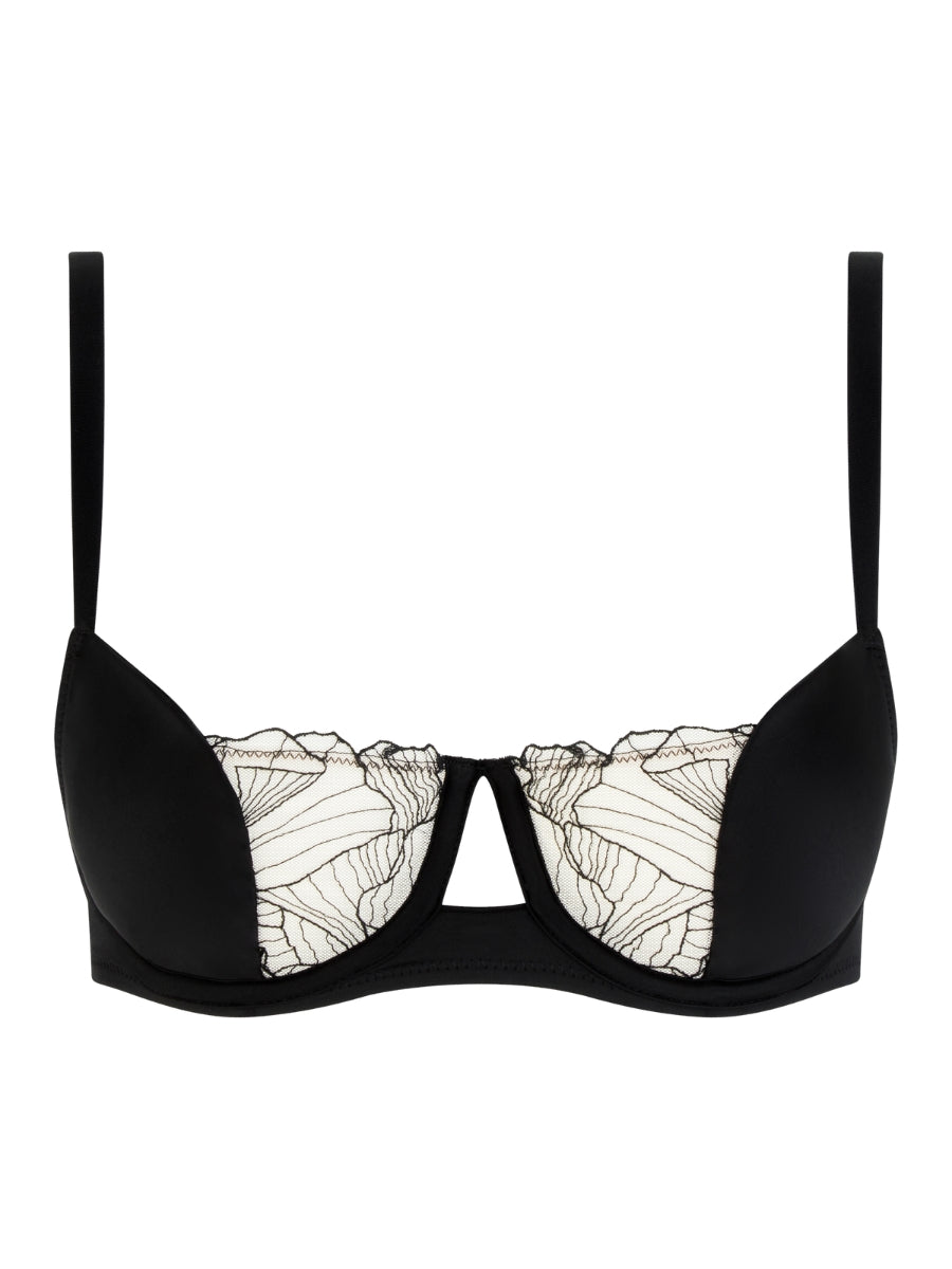 Tattoo Love Half Cup Bra - Black/Golden Beige
