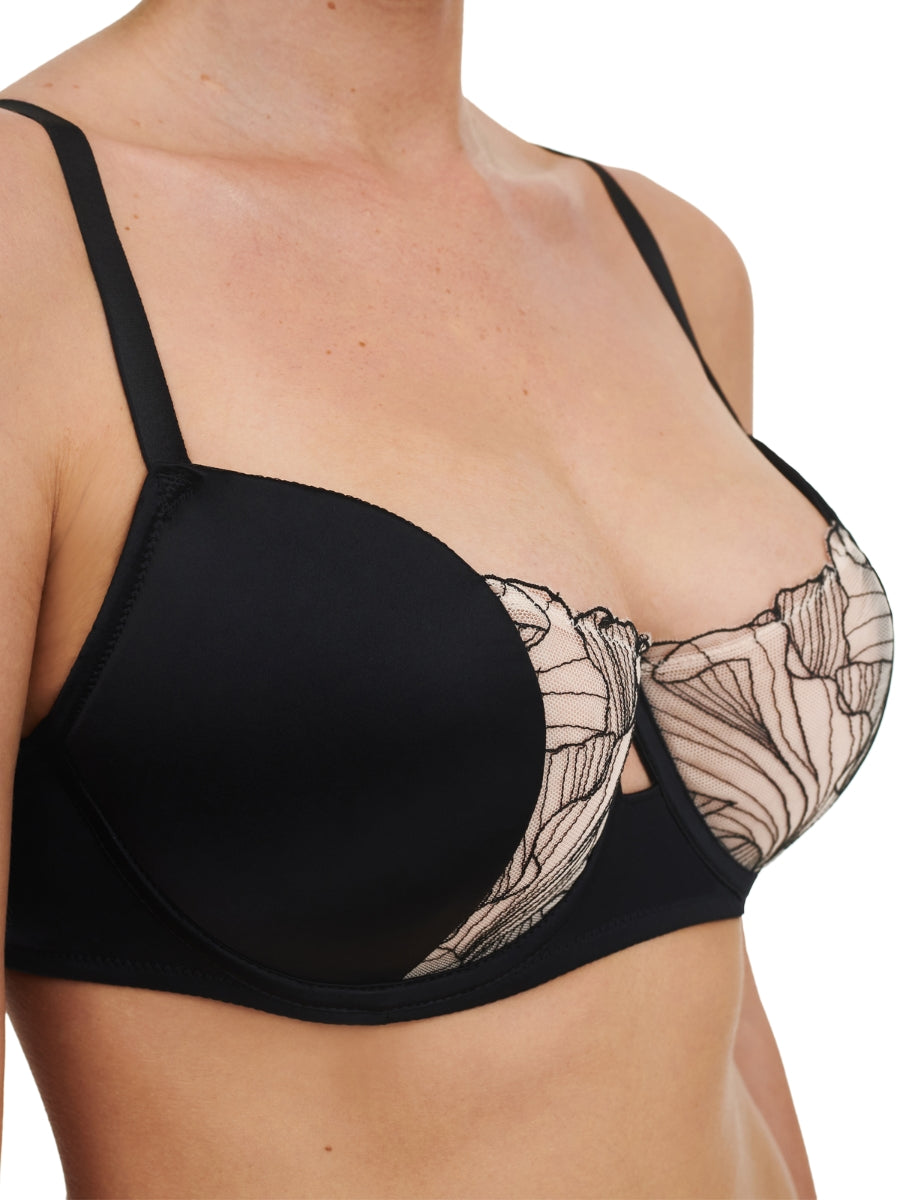 Tattoo Love Half Cup Bra - Black/Golden Beige